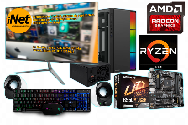 PC escritorio ENS: AMD procesador RYZEN 5 3600 - TARJETA MADRE GIGABYTE B550M - MEMORIA DDR4 16gb - SSD 1Tb 1000 NV2 M.2 - MONITOR 23.8pulgadas - ENS: Ensamble genial