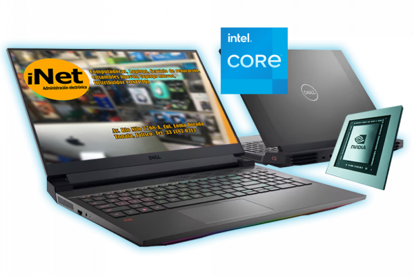 PC Portátil · Laptop: DELL Gaming 15.6IN 5520 · Intel® Core i7 12avaGen i7-12700H 14 núcleos · 512gb SSD m.2 · 16gb RAM · NVIDIA RTX 40 Series graphics.